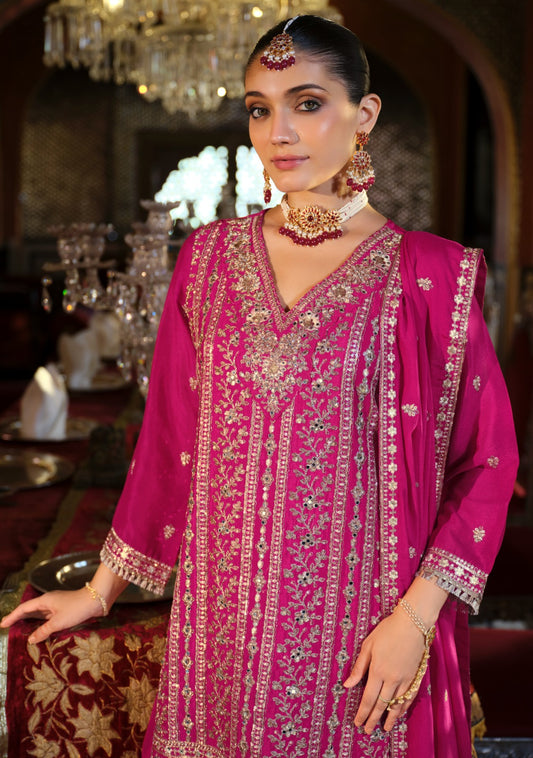 Pink Mirror Work Palazzo Salwar Suit Set