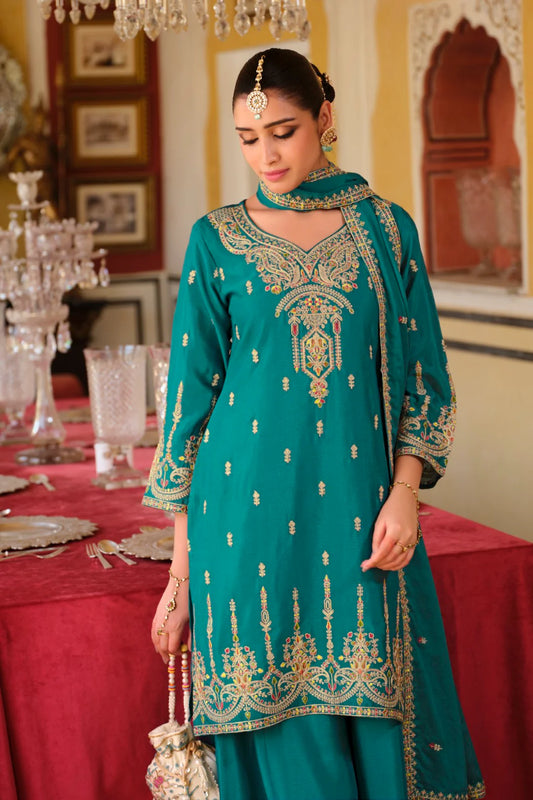 Biswas Peacock Full Work Gharara Set