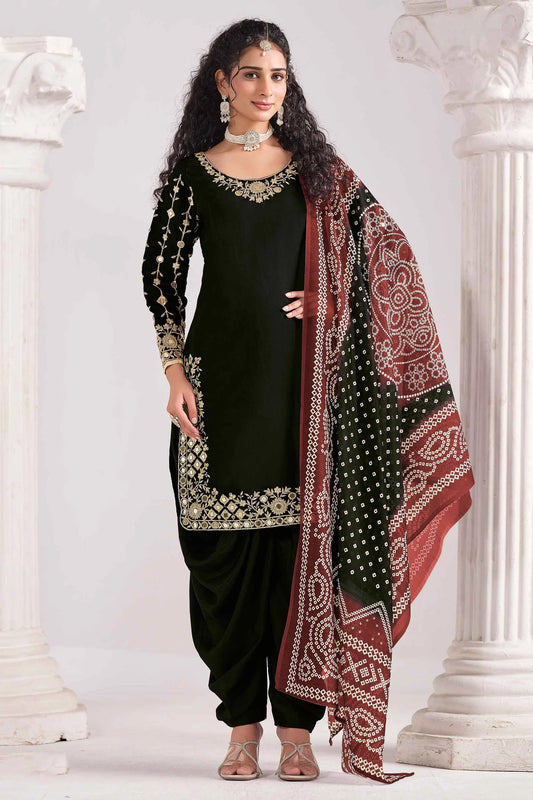 Black Silk Punjabi Suit