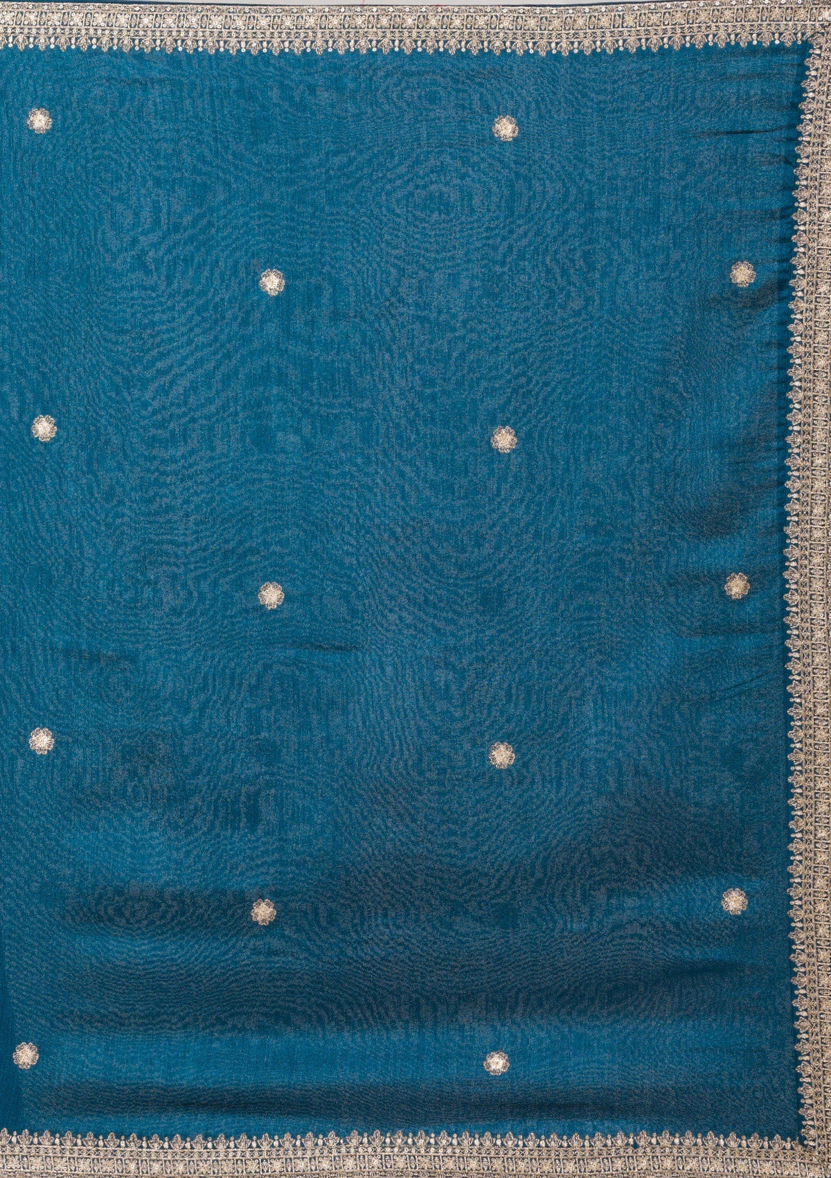 Peacock Blue Zariwork Raw Silk Readymade Salwar Suit